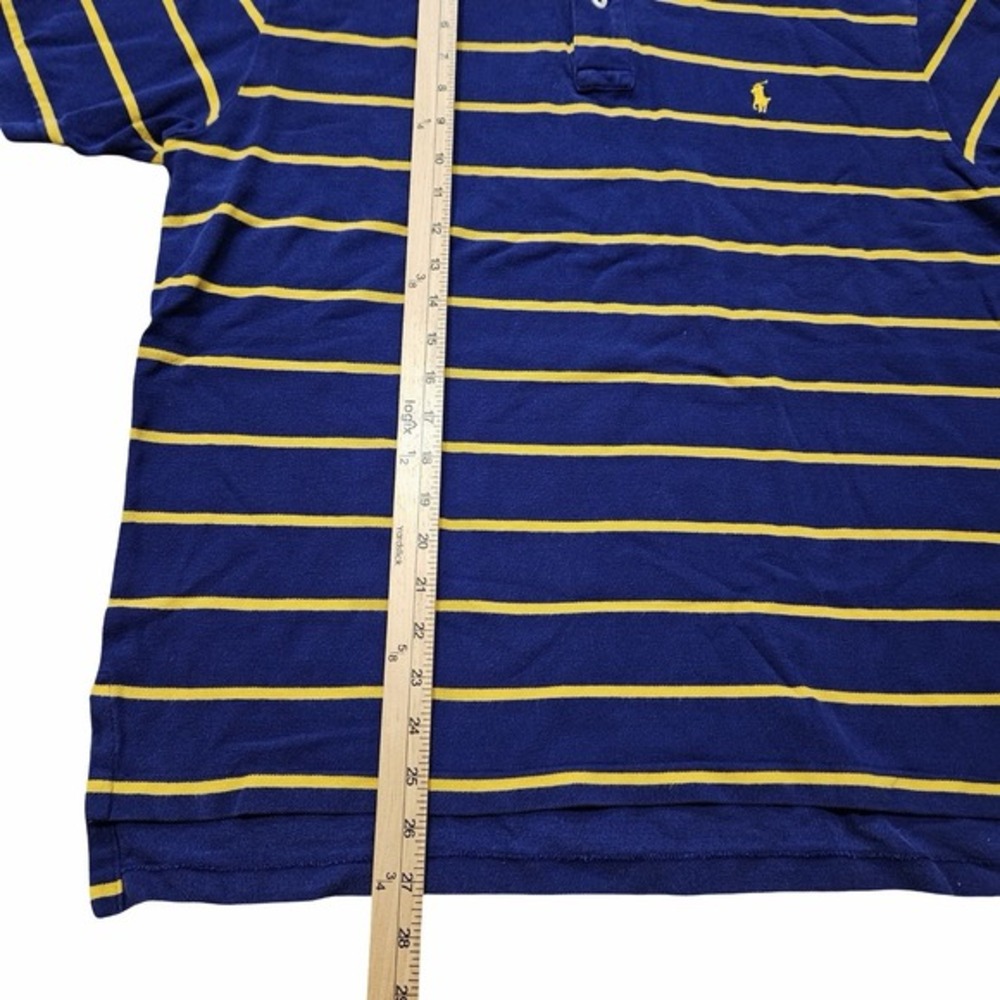 Polo Ralph Lauren‎ Classic Fit Polo Shirt Men XL Blue Yellow Striped Cotton - Picture 6 of 8